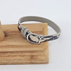 KEEP Collective Reversible Black White Snake/Cool Grey Single Leather Bracelet
